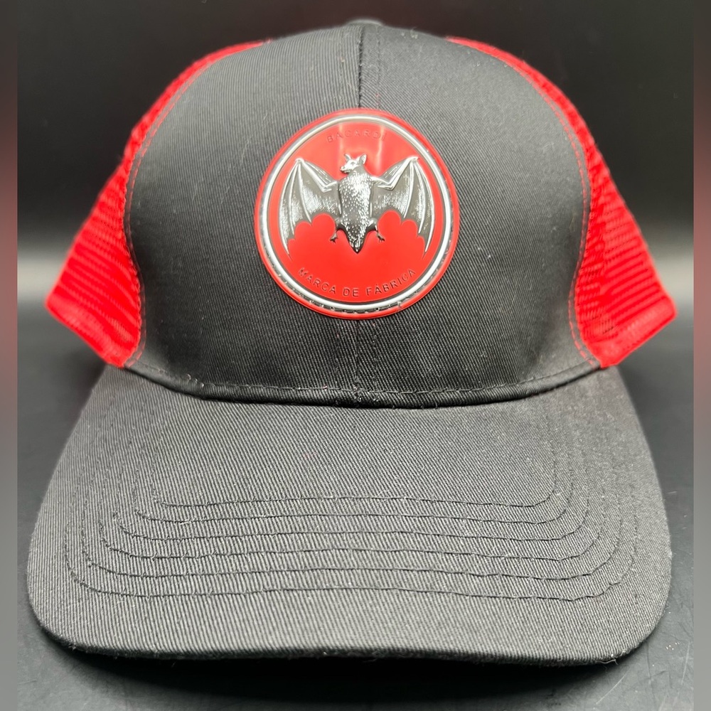 Bacardi- Red/Black, Mesh back- Rubber logo‎ piece, Adjustable back
